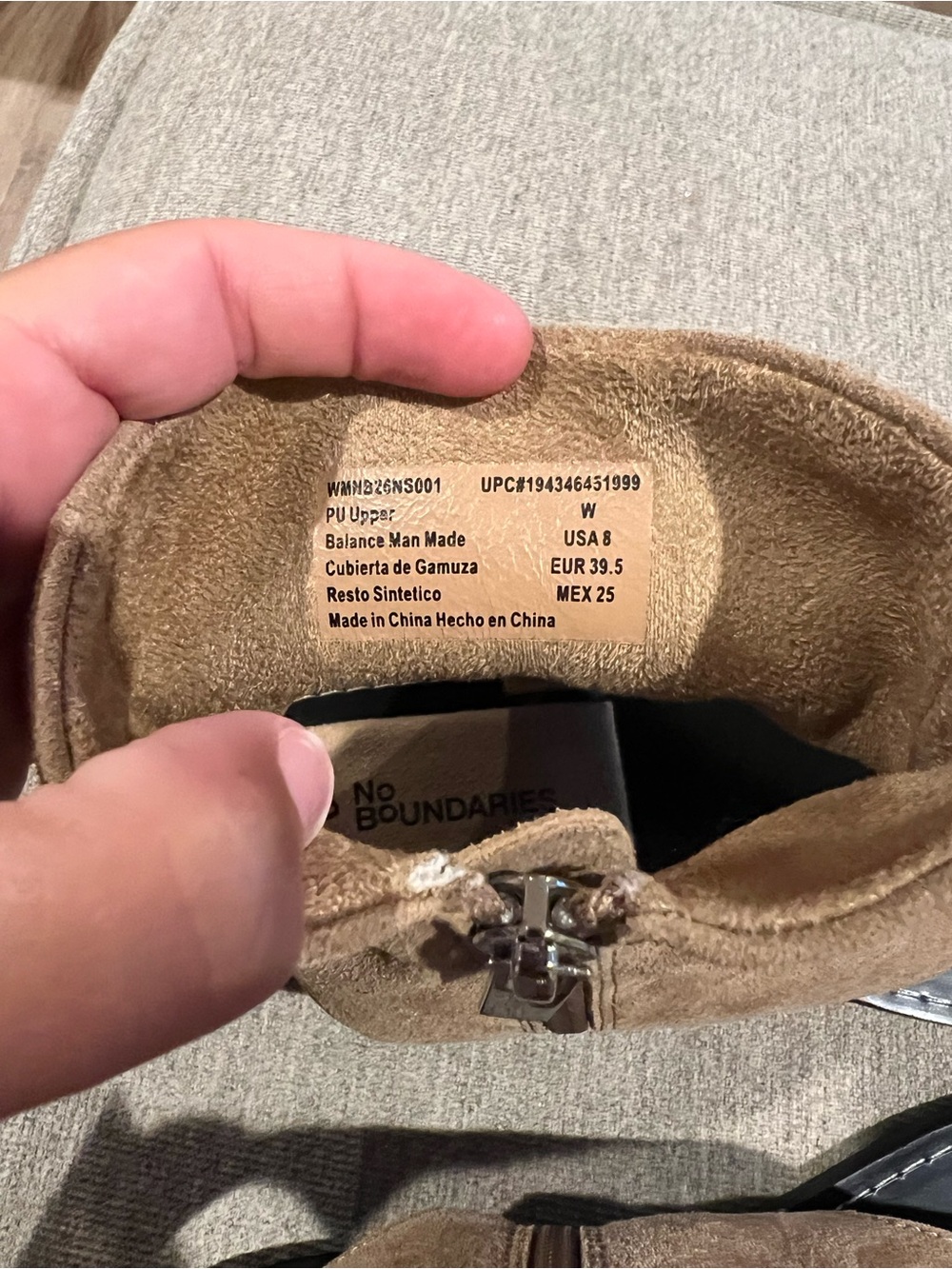 No Boundaries Tan Suede Thong Sandal Boots - Picture 5 of 7